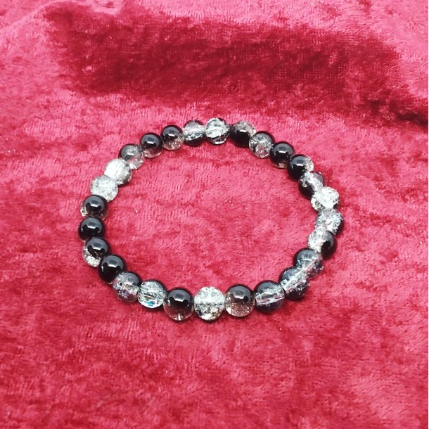 HF : Flot armbånd med 8 mm Sort- Krystal