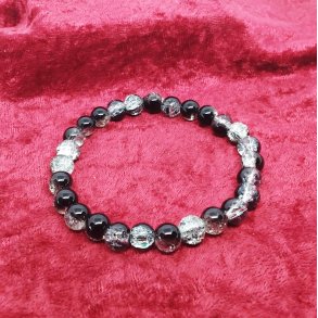 HF : Stor str. armb�nd med 8 mm Sort- Krystal