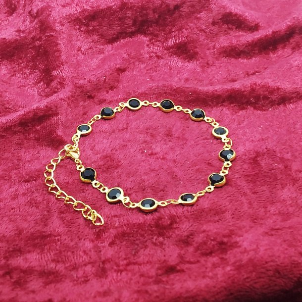 HF : Flot og enkel ankelkde / armbnd med sorte perler
