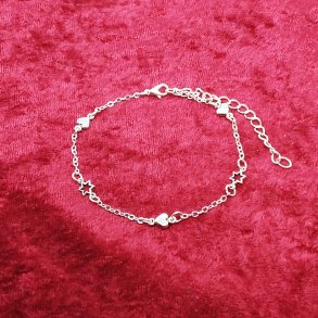 S�lv forgyldt ankelk�de med hjerter og stjerner