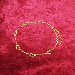 Lang forgyldt ankelkde med hjerte vedhng